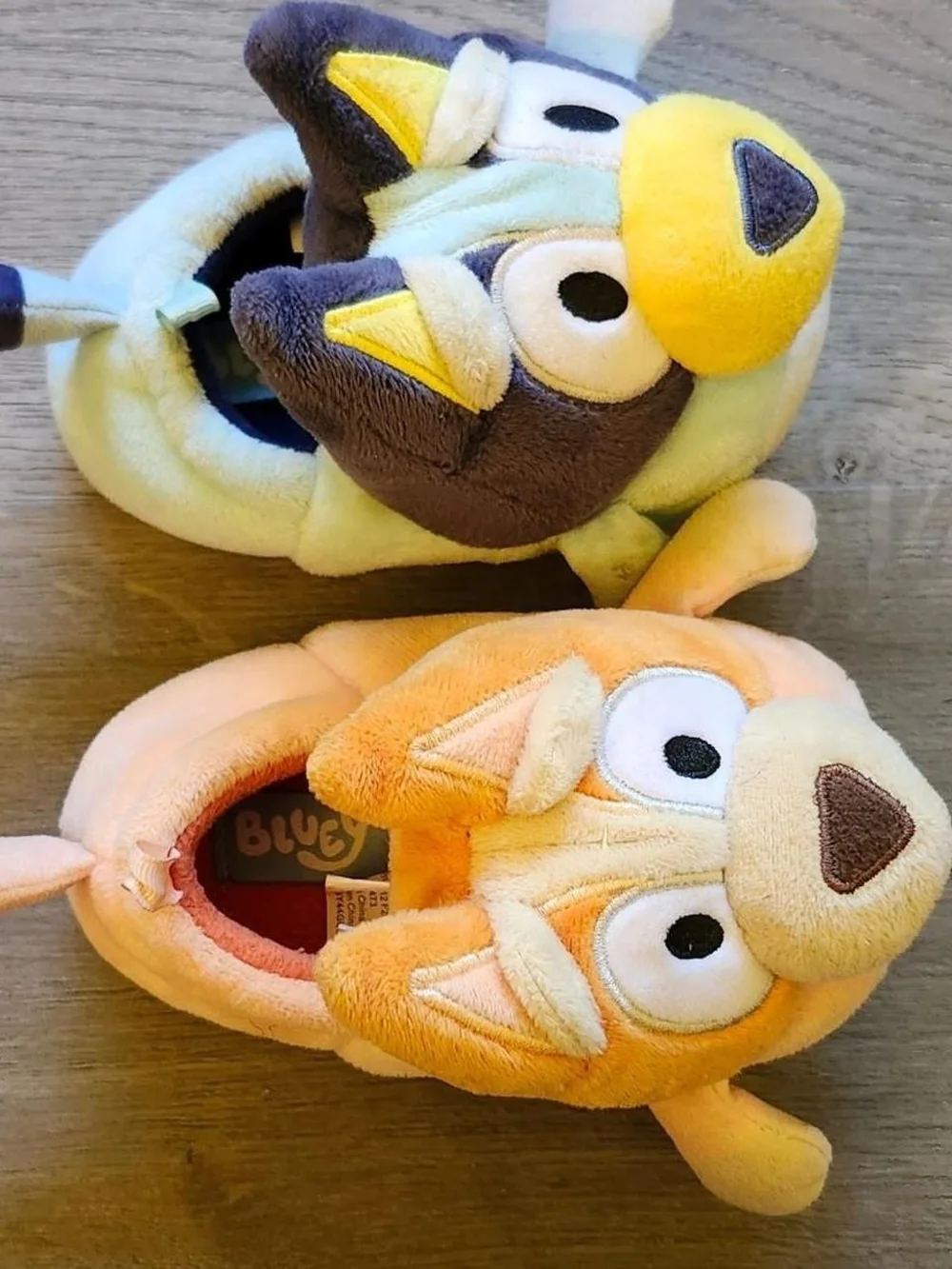 Cute Plush Animal Kids Slippers - Peach and Blue